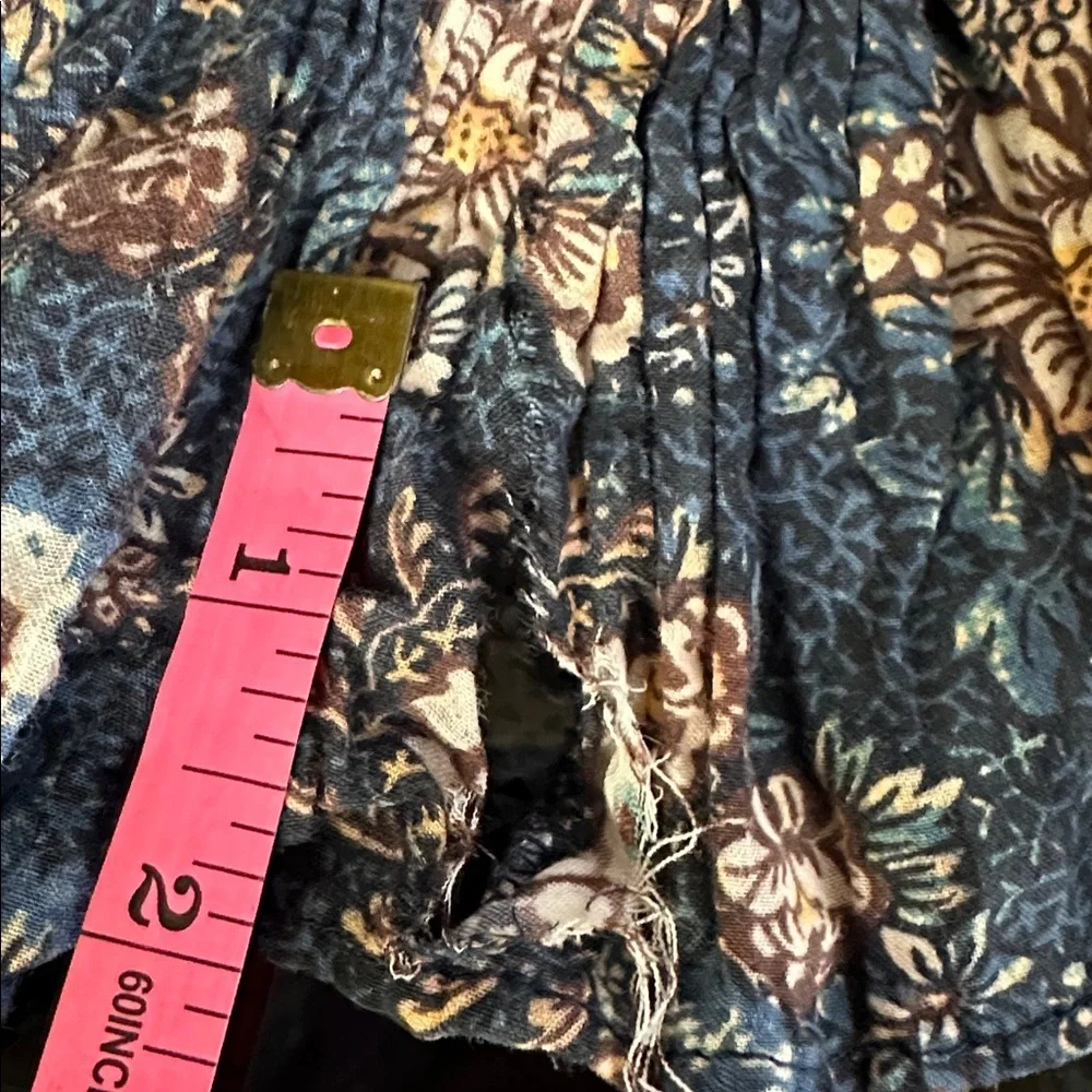 Ulla Johnson Warner Top Floral Puff Sleeve Peplum Babydoll Top Dark Blue 2